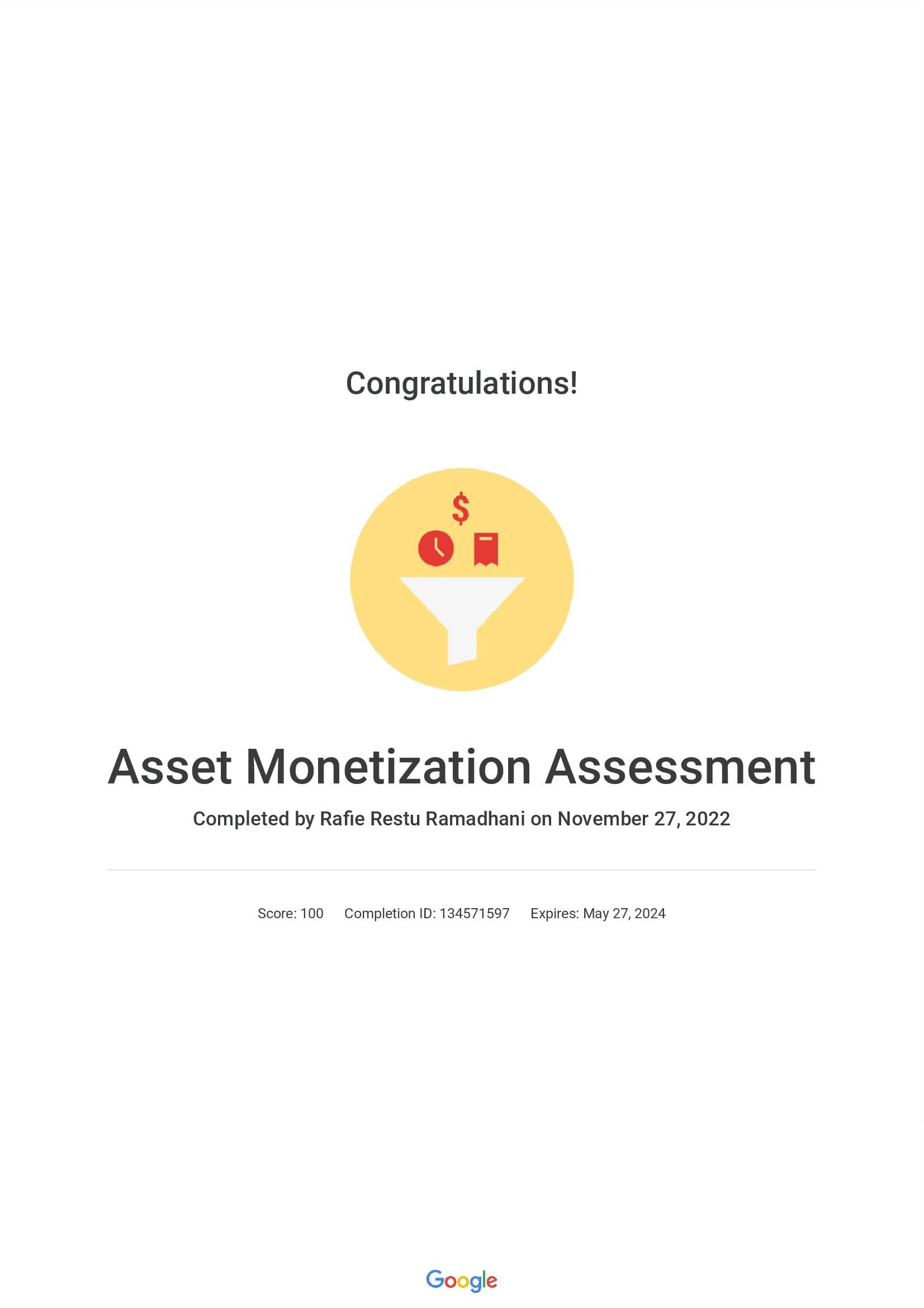 Asset Monetization Assessment Certification