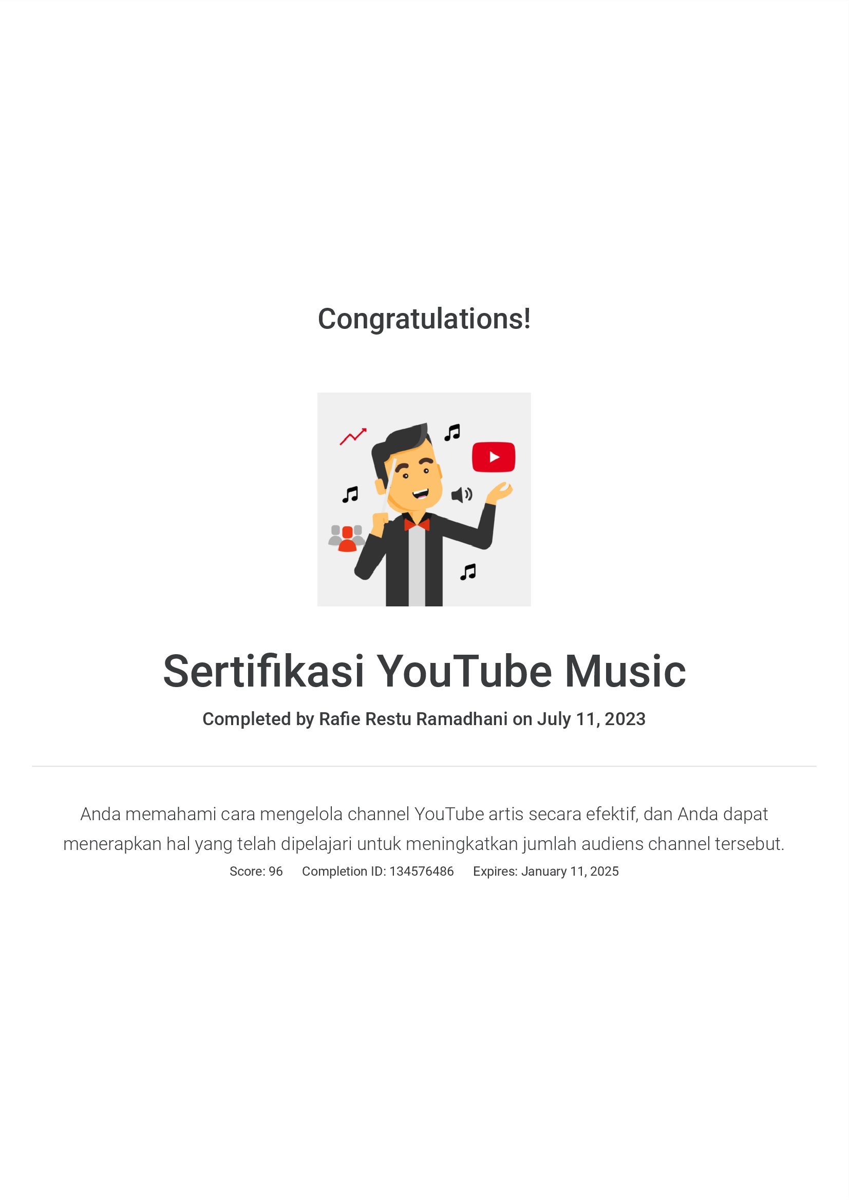 YouTube Music Certification